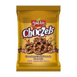 Toad-Ally Snax Choczels® Made w/TWIX® Cookie Bar Pieces 2.25 oz Peg Bags