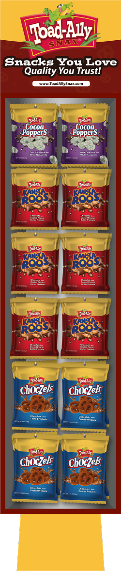 Toad-Ally Snax®  Floor Display Shipper 56 Peg Bags